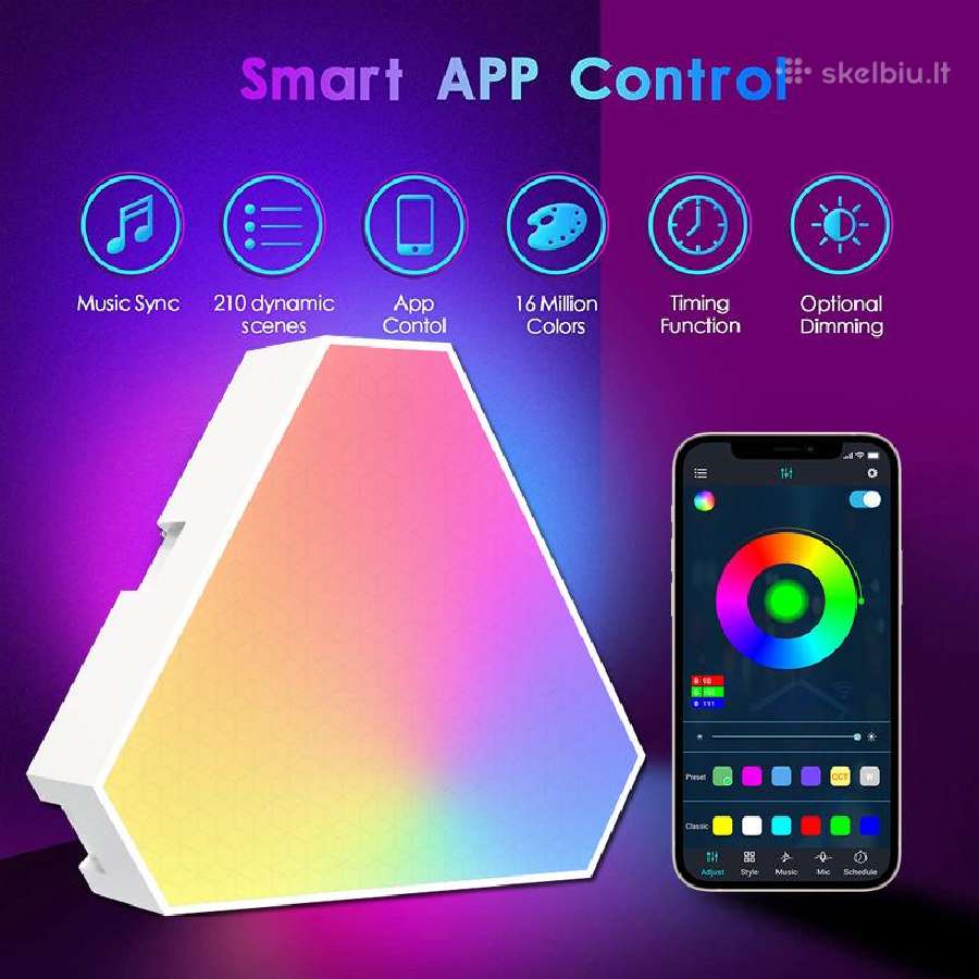 LED Rgb Šešiakampis apšvietimas žaidimų kambariui - nuotraukos Nr. 22