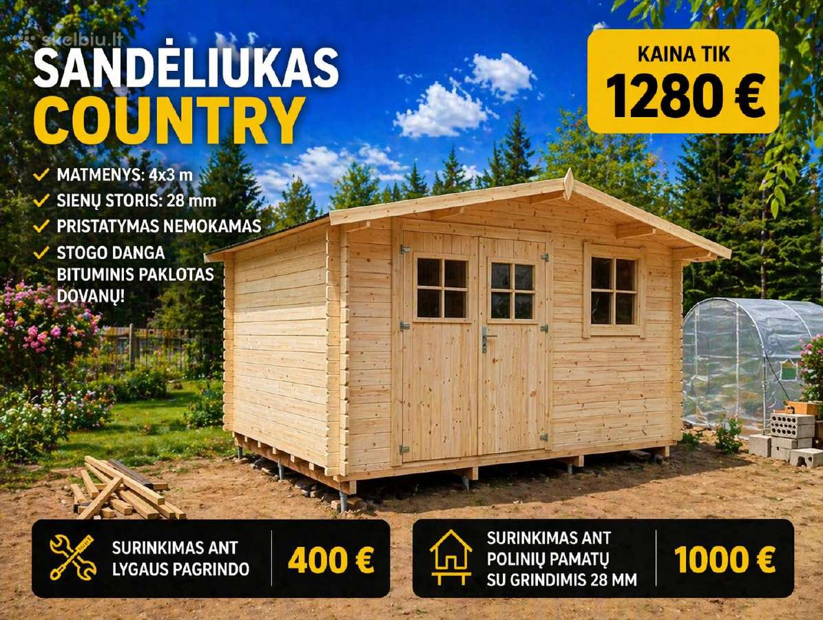 Turime sandelyje daug sodo namelių Akcija