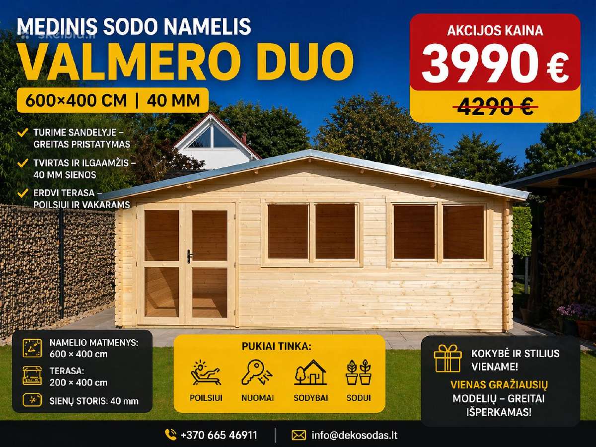 Valmero namelis 6x4 Akcija Yra sandelyje