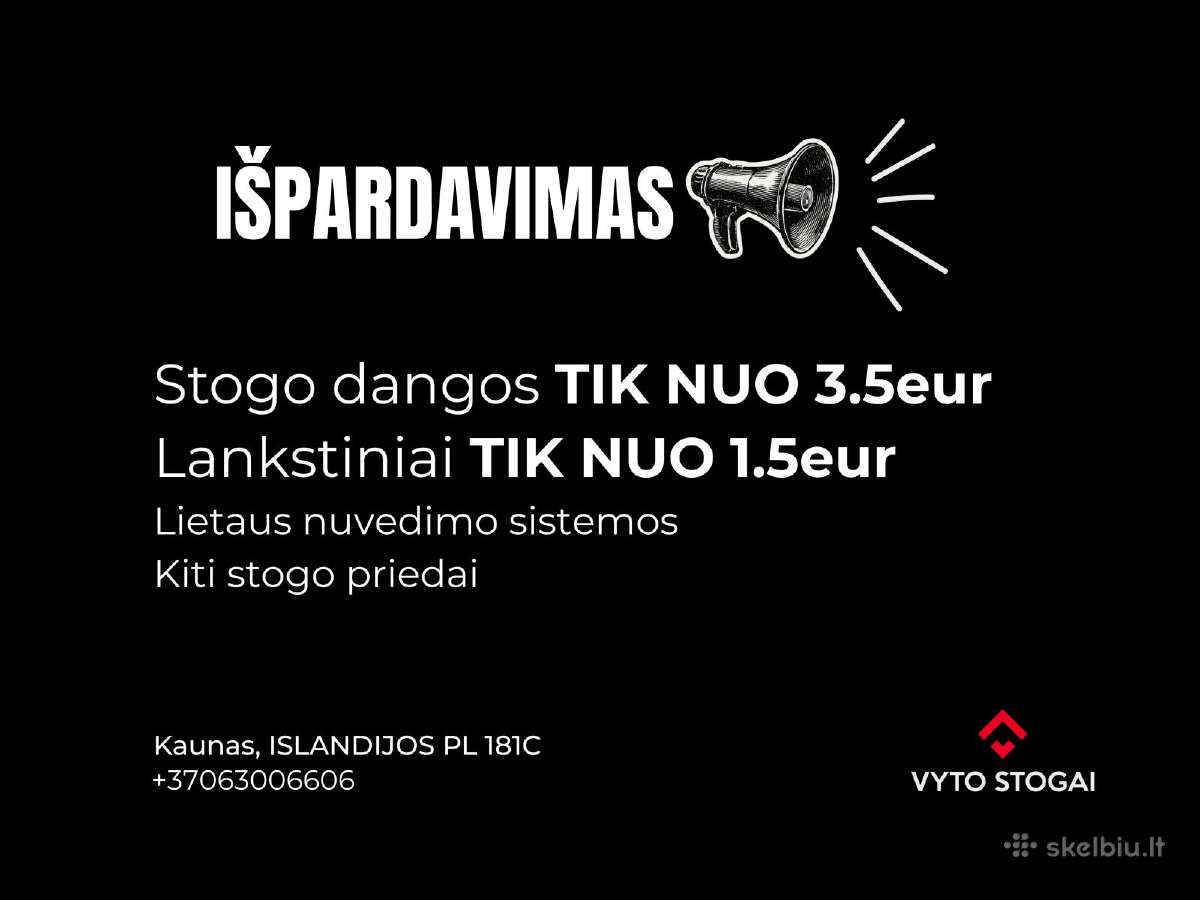 Stogo dangos ir lankstiniai išpardavimas