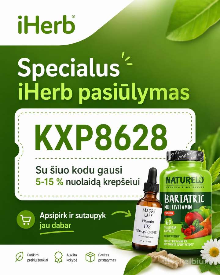 Iherb 5-15% nuolaidos kodas Kxp8628