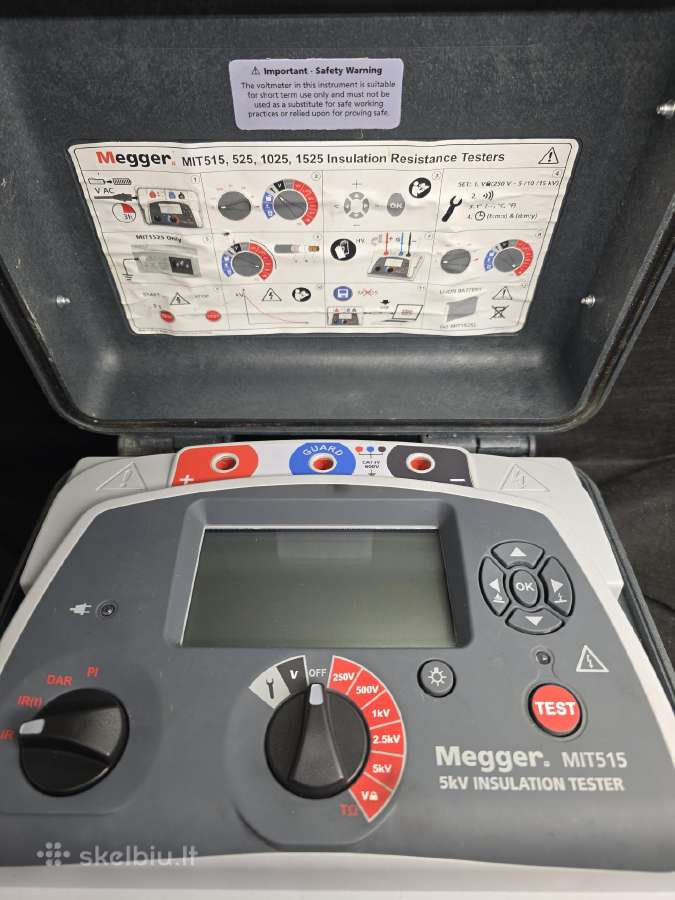 Megger Mit515 Insulation Tester, 250 V Min, 5000 V - nuotraukos Nr. 2