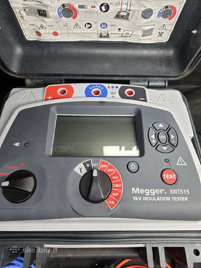 Megger Mit515 Insulation Tester, 250 V Min, 5000 V - nuotraukos Nr. 3