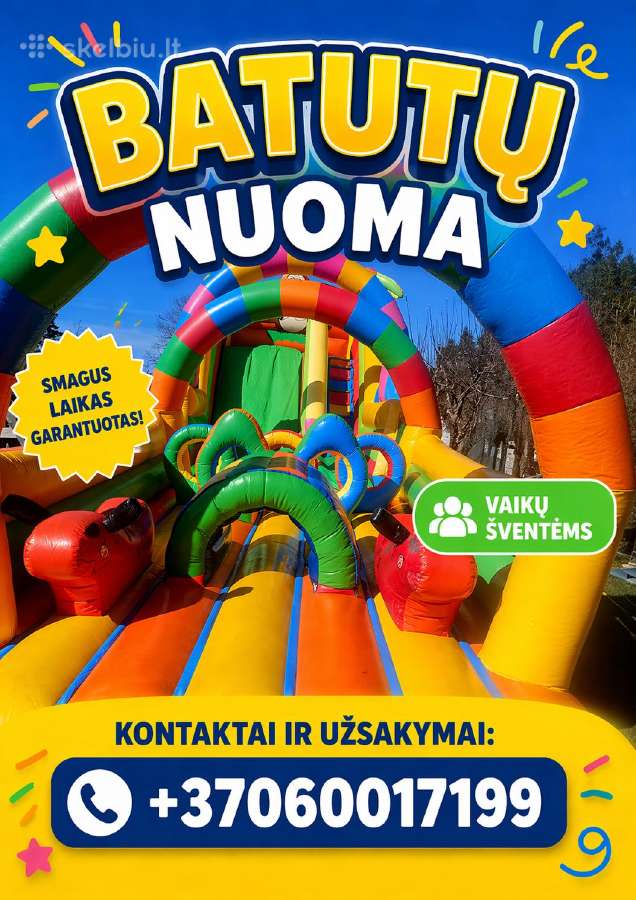 Pripučiamų batutų nuoma Batutų nuoma