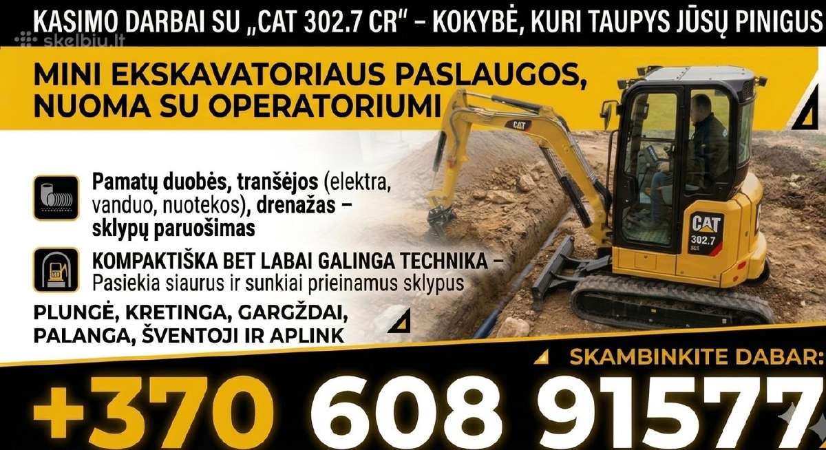 Mini ekskavatoriaus paslaugos, nuoma Klaipėdoje - nuotraukos Nr. 2