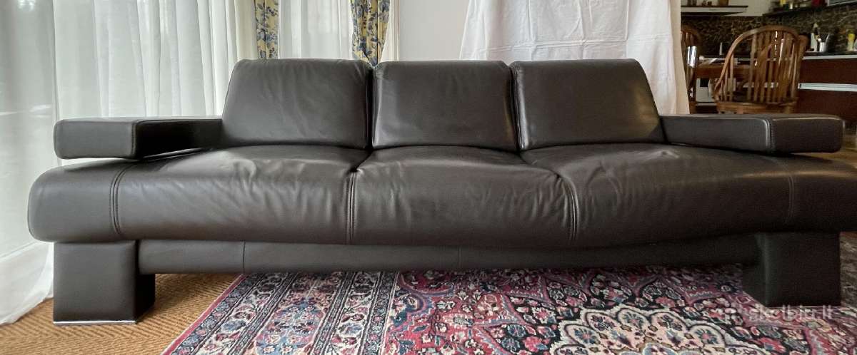 Natūralios odos trivietė sofa firmos "Kler" ruda - nuotraukos Nr. 3