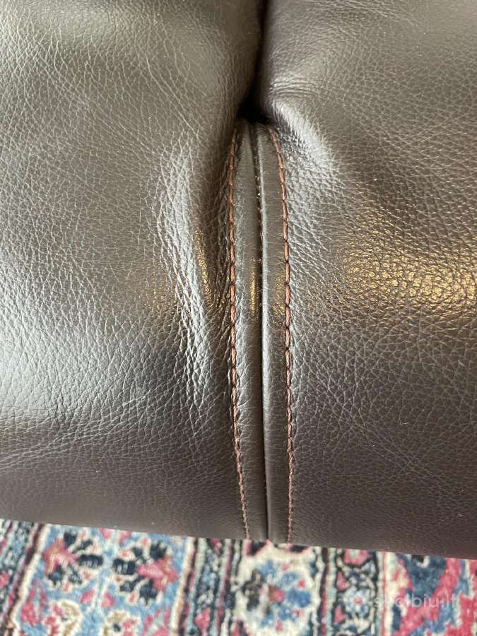 Natūralios odos trivietė sofa firmos "Kler" ruda - nuotraukos Nr. 4