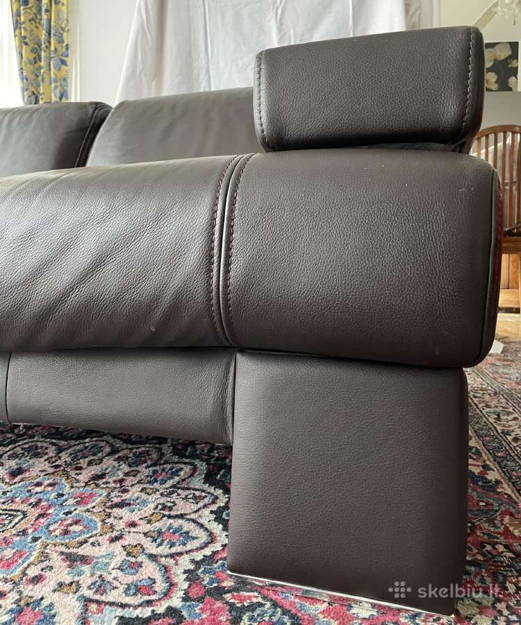 Natūralios odos trivietė sofa firmos "Kler" ruda - nuotraukos Nr. 5