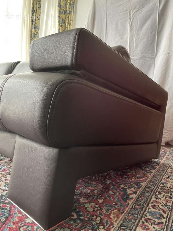 Natūralios odos trivietė sofa firmos "Kler" ruda - nuotraukos Nr. 6