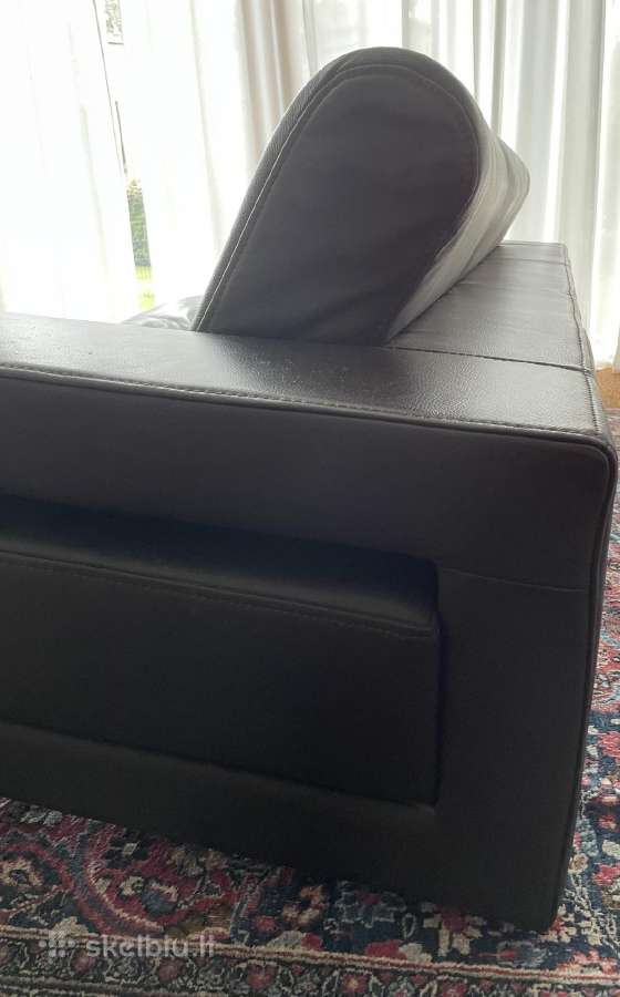 Natūralios odos trivietė sofa firmos "Kler" ruda - nuotraukos Nr. 7