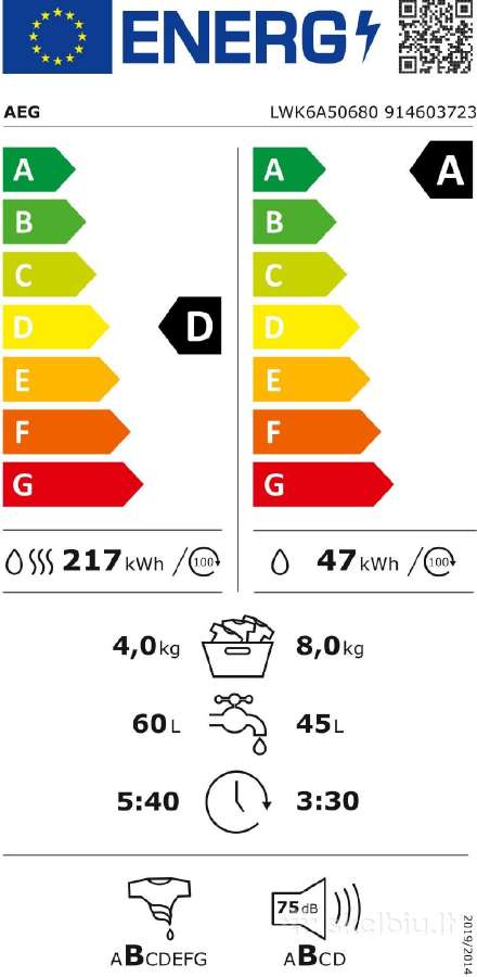 Skalbimo mašina su džiovyklę Aeg Lwk6a50680 - nuotraukos Nr. 3