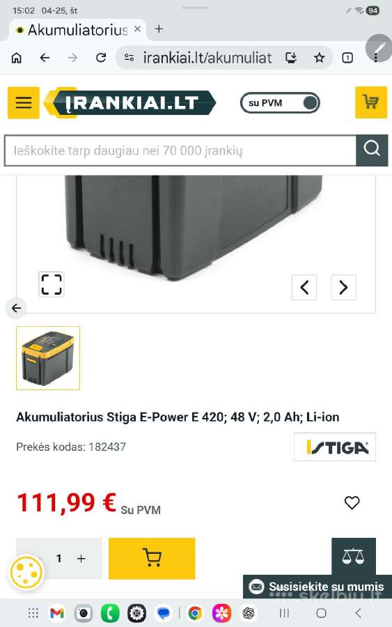 Stiga baterija E420 - nuotraukos Nr. 4