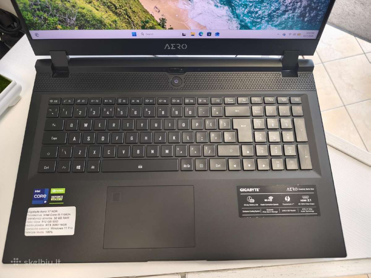 Gigabyte Aero 17 Hdr i9-11980h / 32gb/ Rtx 3080 - nuotraukos Nr. 3