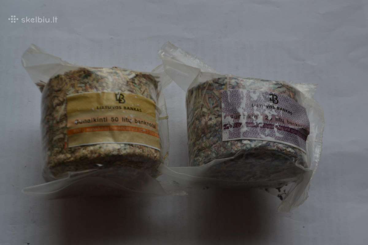 50 ir 20 litu sunaikinti banknotai