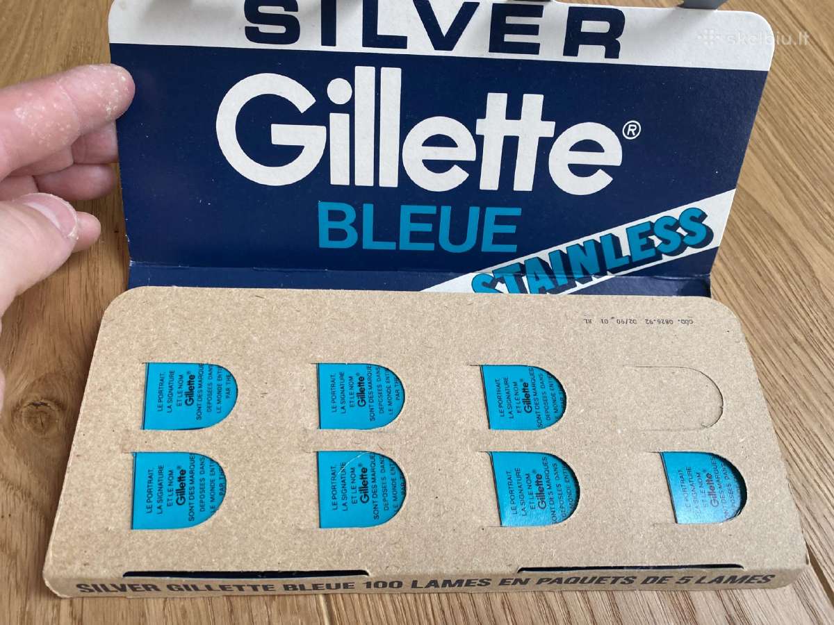 Vintage Gillette Silver Blue Razor Blades - nuotraukos Nr. 7