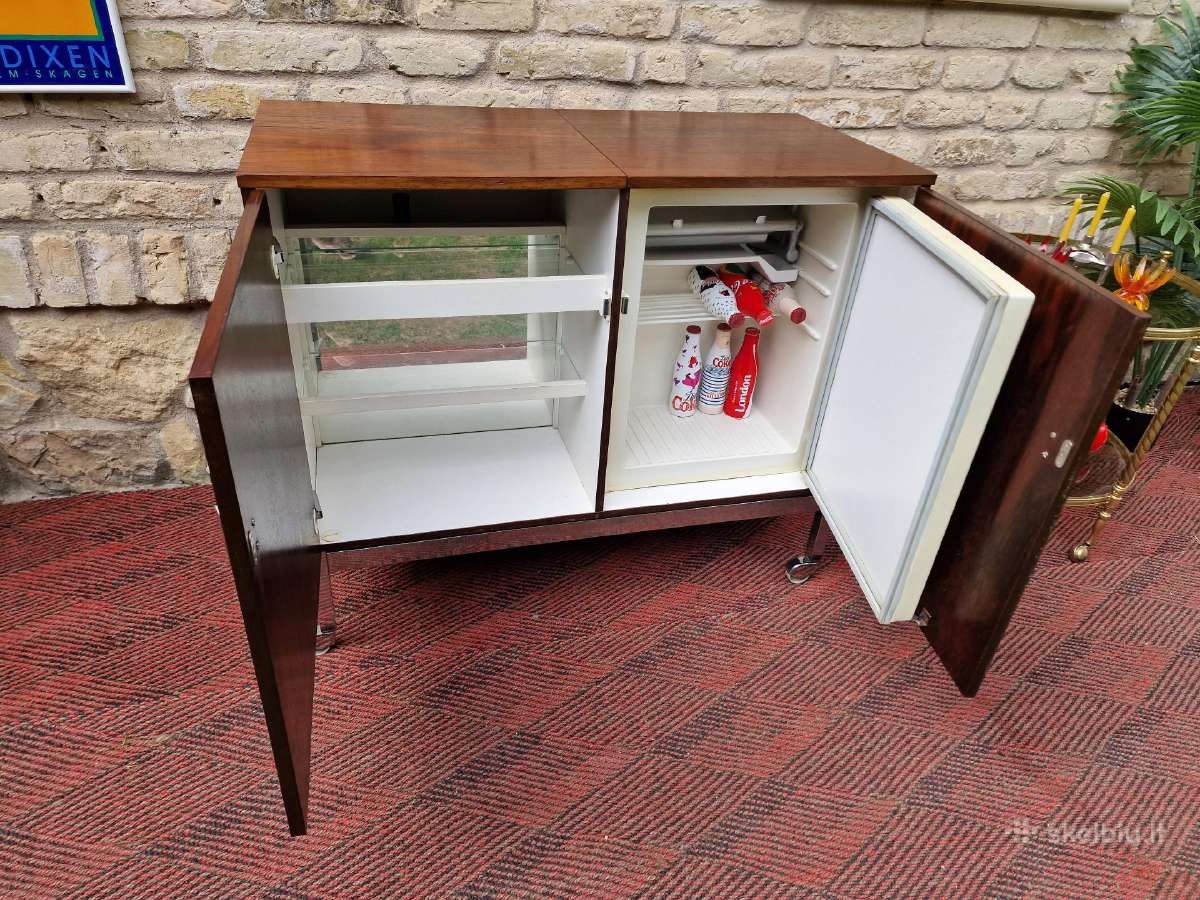 Vintažinis mid century gėrimų šaldytuvas su baru - nuotraukos Nr. 15