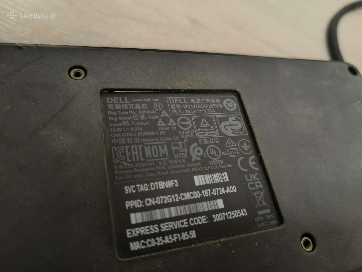 Dell Wd19tbs jungčių stotelė thunderbolt šakotuvas - nuotraukos Nr. 2