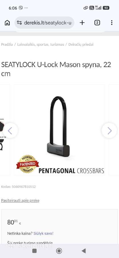 Mason U safety lock