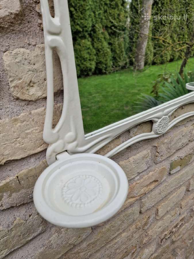 Vintažinis Art Nouveau ketinio rėmo veidrodis - nuotraukos Nr. 2