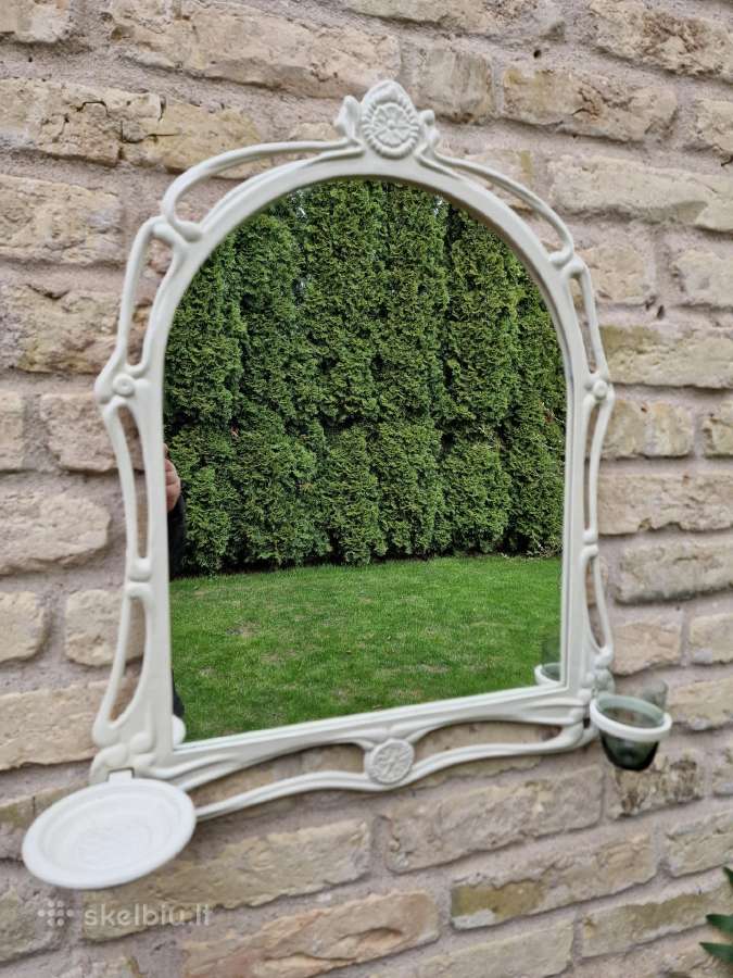 Vintažinis Art Nouveau ketinio rėmo veidrodis - nuotraukos Nr. 6