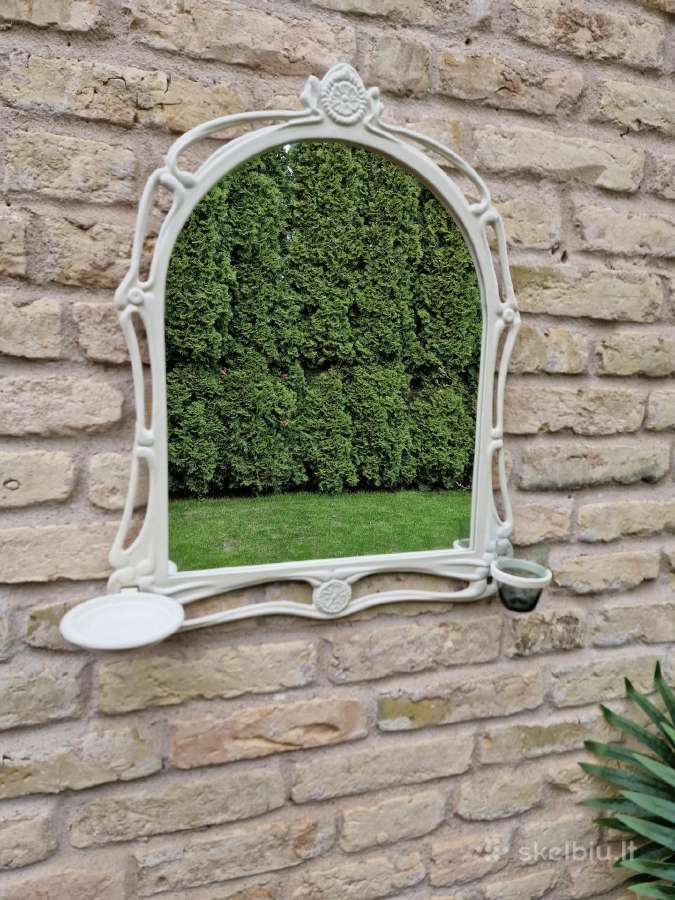 Vintažinis Art Nouveau ketinio rėmo veidrodis - nuotraukos Nr. 13