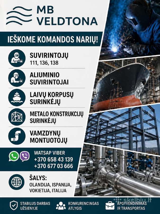 Ieškomi metaliniu Konstrukciju montuotojai