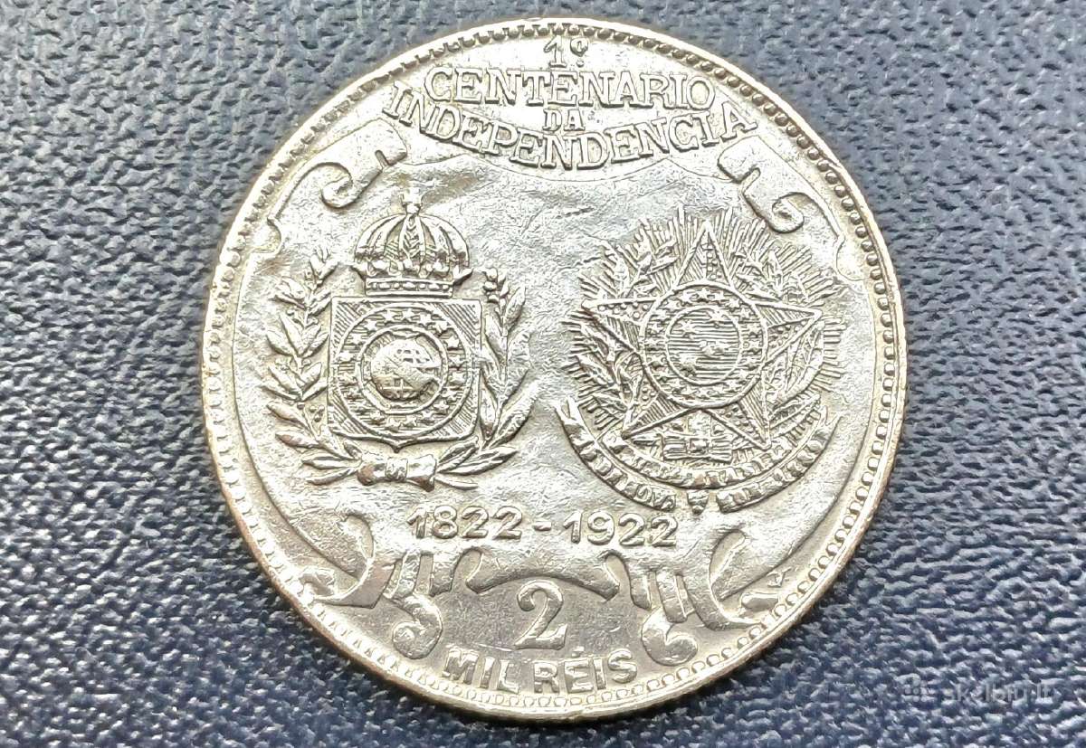 2000 realų 1922m. Brazilija sidabras 900 proginė. - nuotraukos Nr. 3