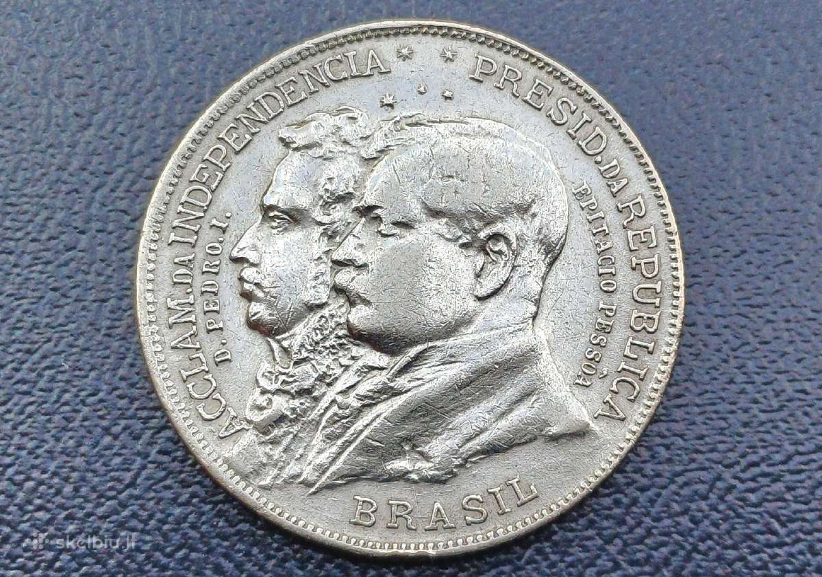 2000 realų 1922m. Brazilija sidabras 900 proginė. - nuotraukos Nr. 4