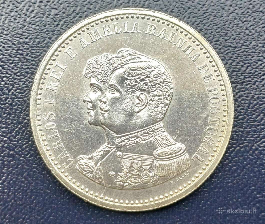 500 realų 1898m. Portugalija sidabras 917 - nuotraukos Nr. 2