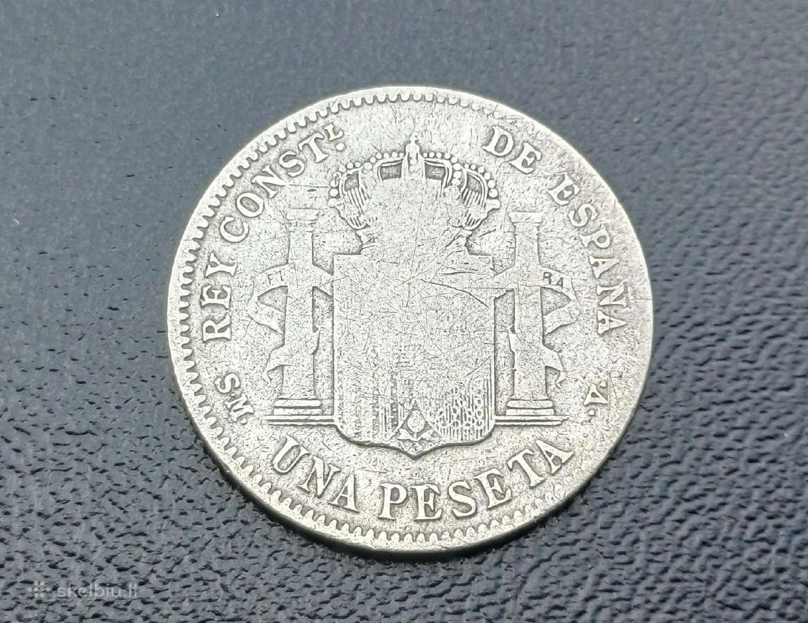 1 peseta 1900m. Ispanija sidabras