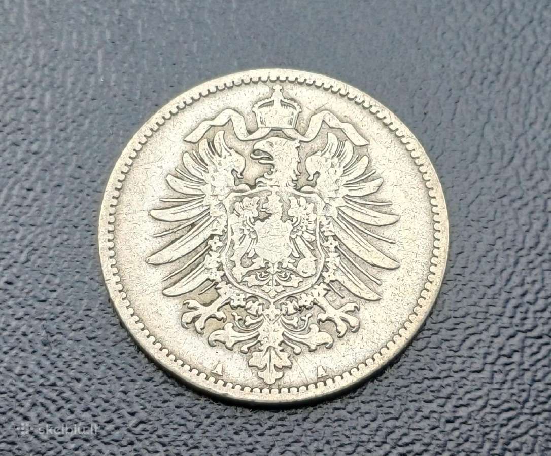 1 markė 1878m. Vokietija sidabras - nuotraukos Nr. 2