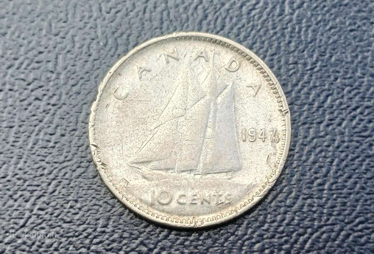 10 centų 1947m. Kanada sidabras