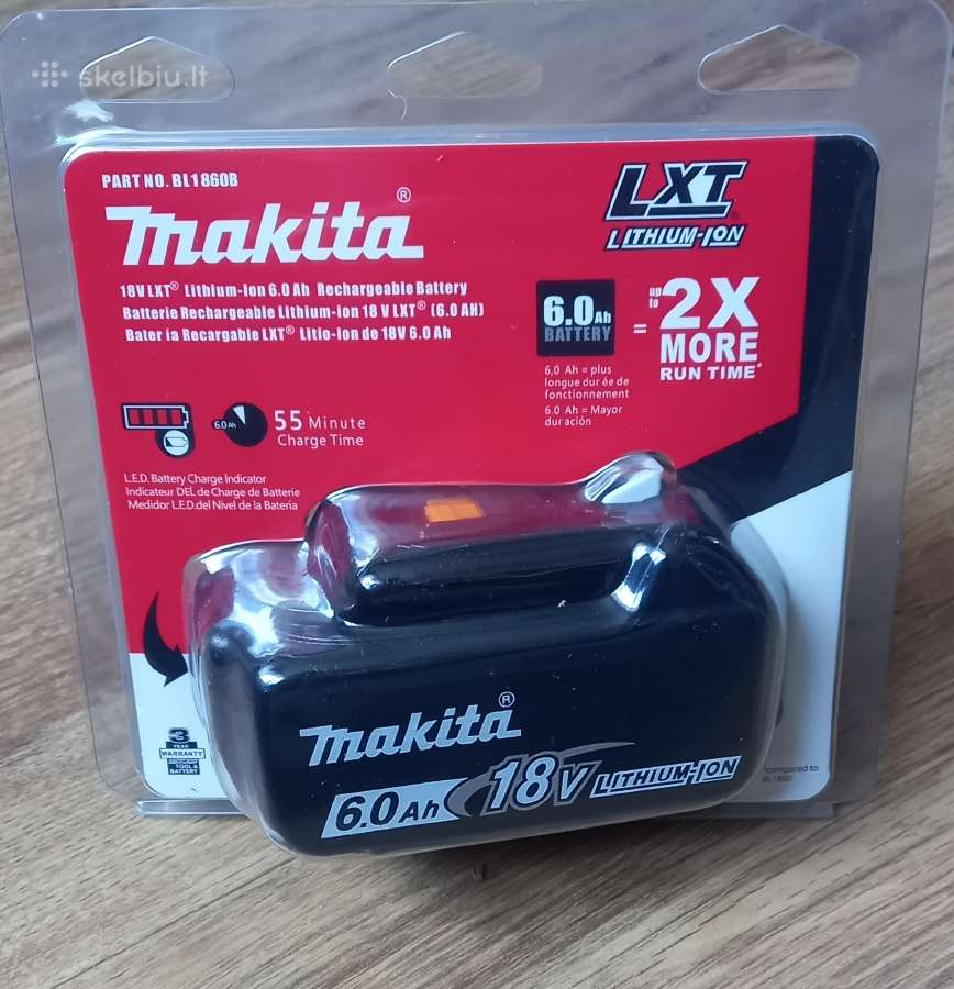 Makita 6 Ah 18 V akumuliatoriai.