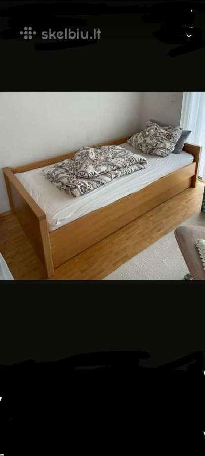 Viengulė lova su patalynės dėžė,90-200 cm ,čiužin.