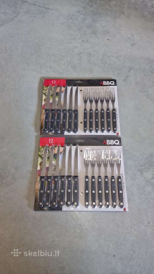 2 komplektai Bbq stalo įrankių (po 12 vnt.) nauji