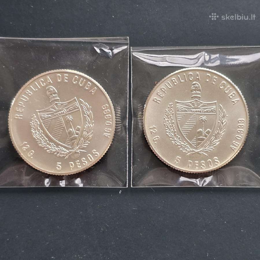 Kuba 1985 5 pesos Ag999 12g Bu - nuotraukos Nr. 2