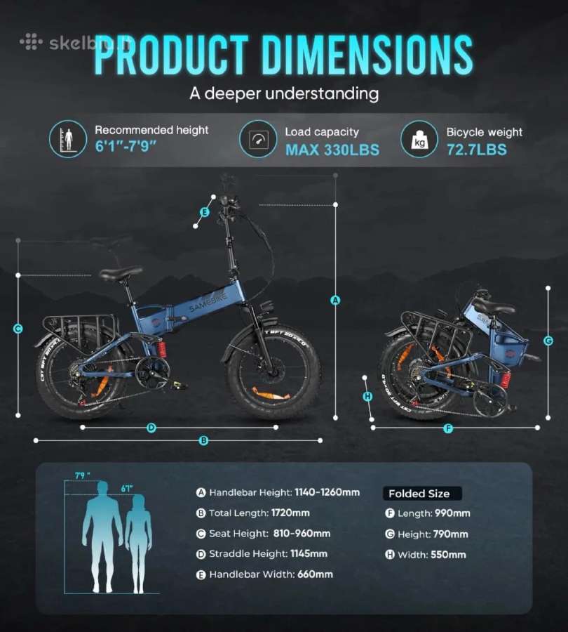 Elektrinis dviratis Samebike RS-a02pro-ft - nuotraukos Nr. 9