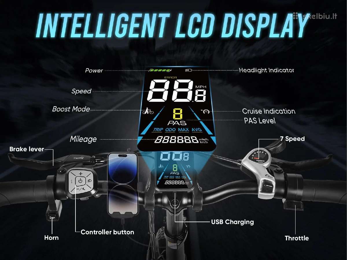 Elektrinis dviratis Samebike RS-a02pro-ft - nuotraukos Nr. 12