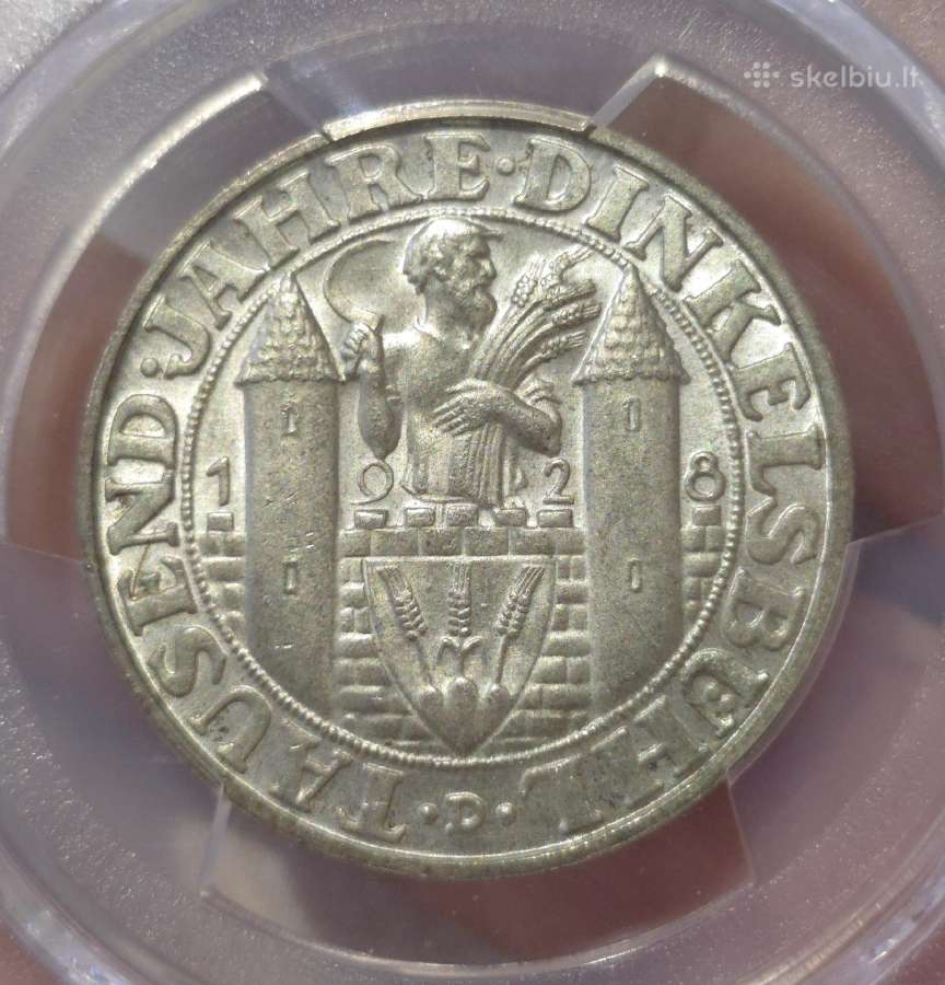 3 Reichsmarkės 1928m. Veimaro Respublika Pcgs Ms66 - nuotraukos Nr. 2