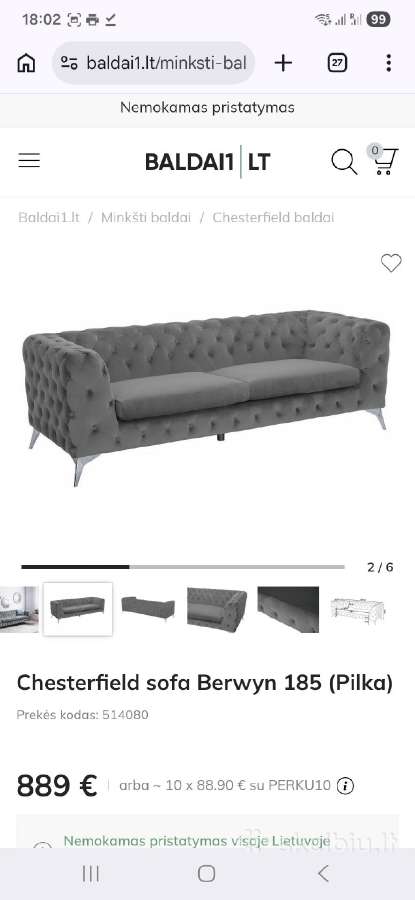Chesterfield tipo sofos - nuotraukos Nr. 12