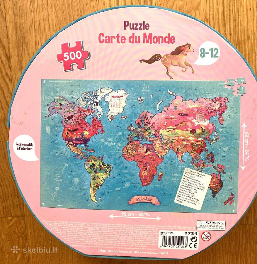 Puzzle Carte du Monde 500 Pices - nuotraukos Nr. 3
