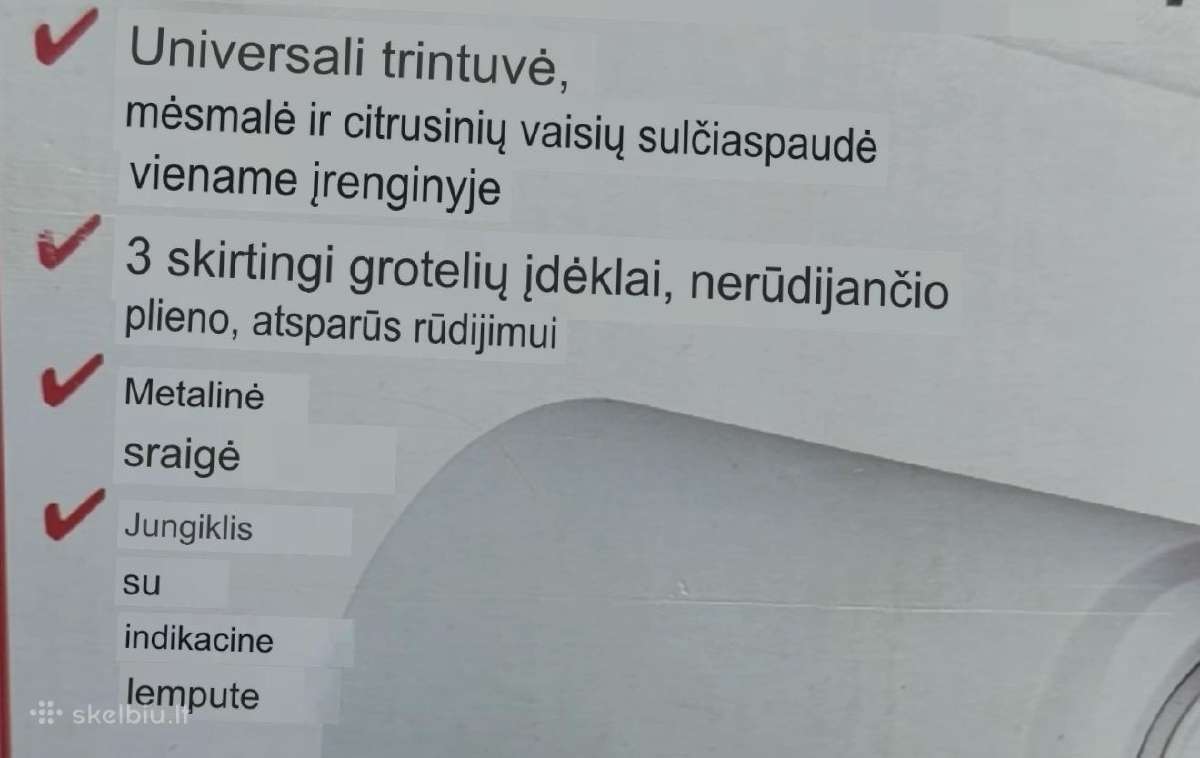 Mėsmalė, sulčiaspaudė ir tarkavimo mašinėlė - nuotraukos Nr. 3