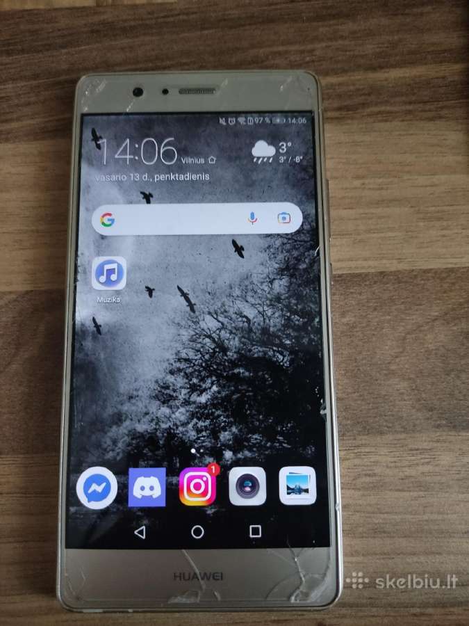 Huawei P9 Lite telefonas + micro usb pakrovėjas