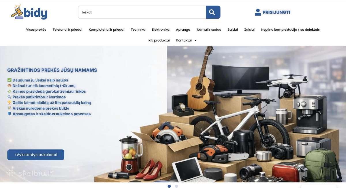 Parduodama web aukciono platforma