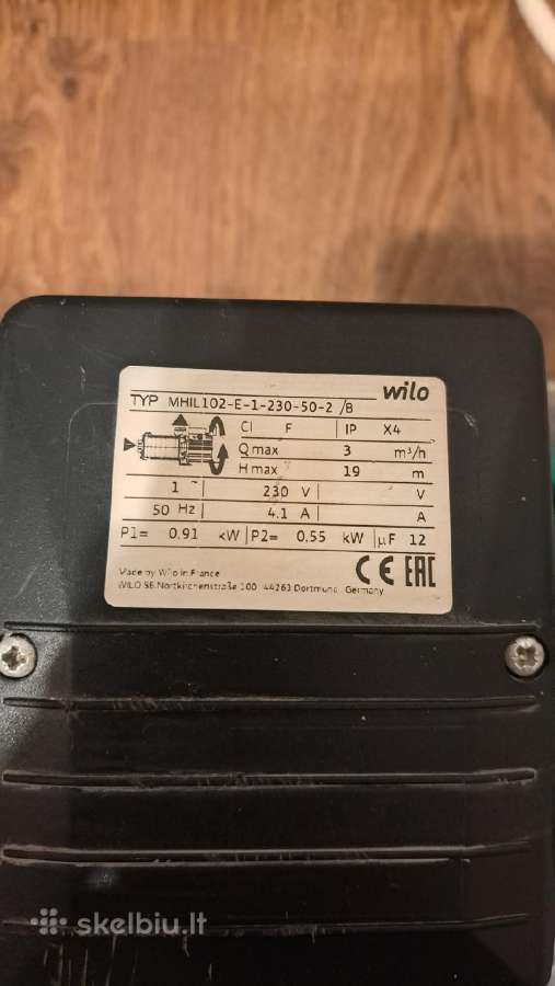 Vandens siurblys Wilo Mhil 102-e-1 (0.55 kw) - nuotraukos Nr. 2