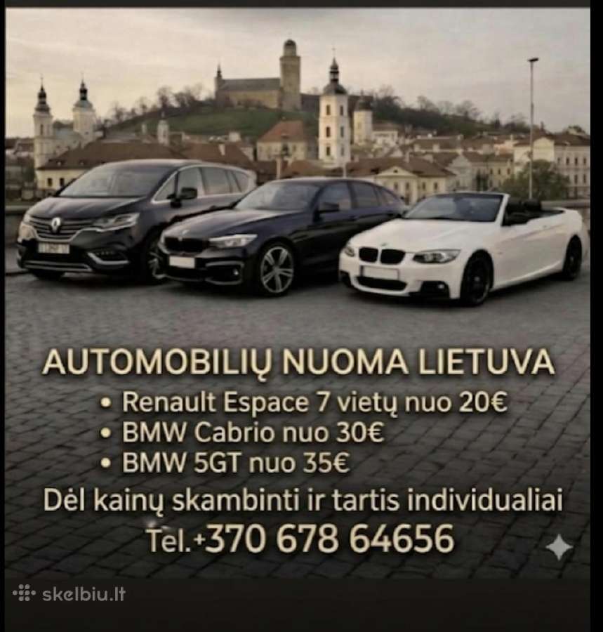 Automobilių nuoma visoje Lietuvoje nuo 20 €/para!