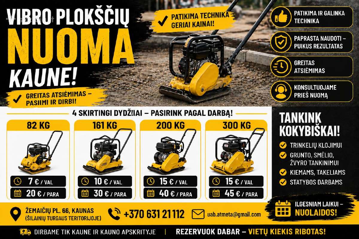 Vibro Plokščių Nuoma Kaune