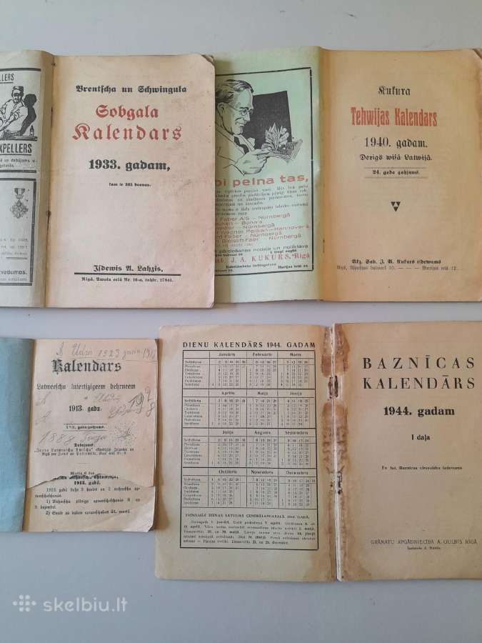 Seni kalendoriai 1913-1944m. - nuotraukos Nr. 2