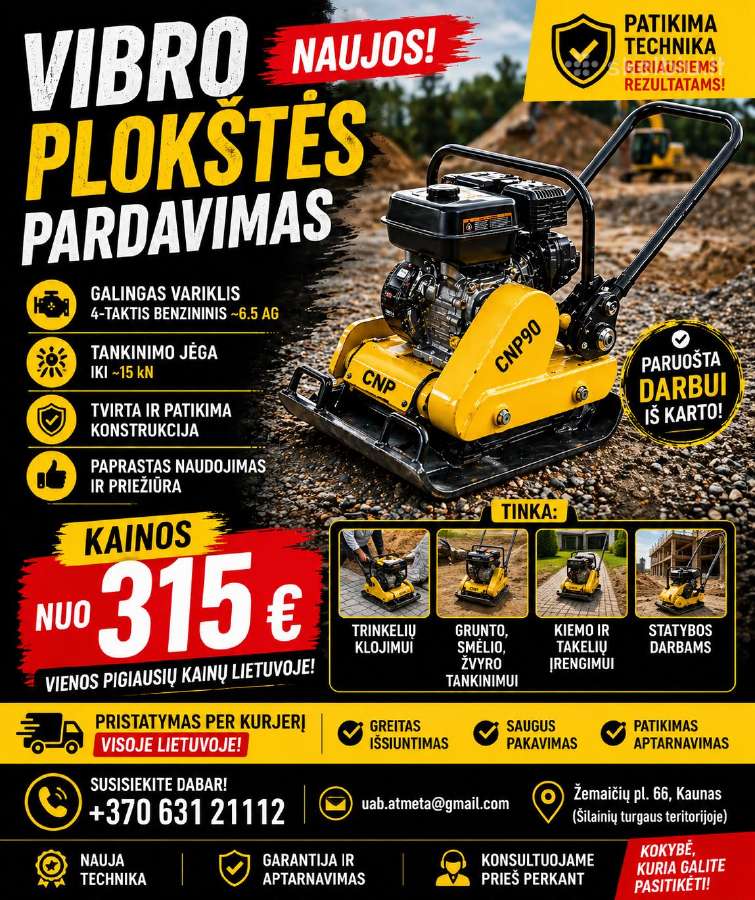 Nauja Vibro Plokštė Nuo 315 € 60-90kg