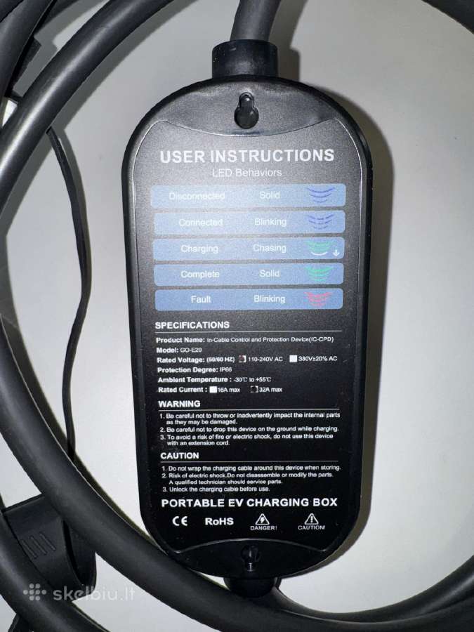 Elektromobilio kroviklis Type 1, 3-7,4kw WiFi - nuotraukos Nr. 5